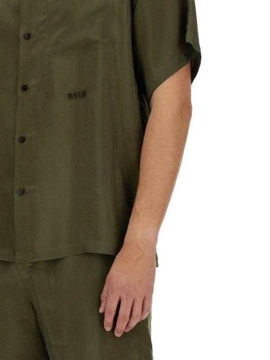 MSGM Short Sleeve Shirt Men’s White Cotton Button-Up 3640ME08X24701537