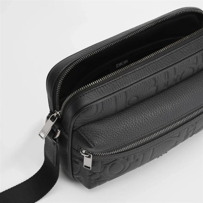 DIOR Rider 20 Leather Zipper Messenger Bag Crossbody Black
