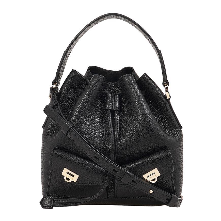 Ferragamo Women’s Hug Multi-Pocket Bucket Bag Black Leather