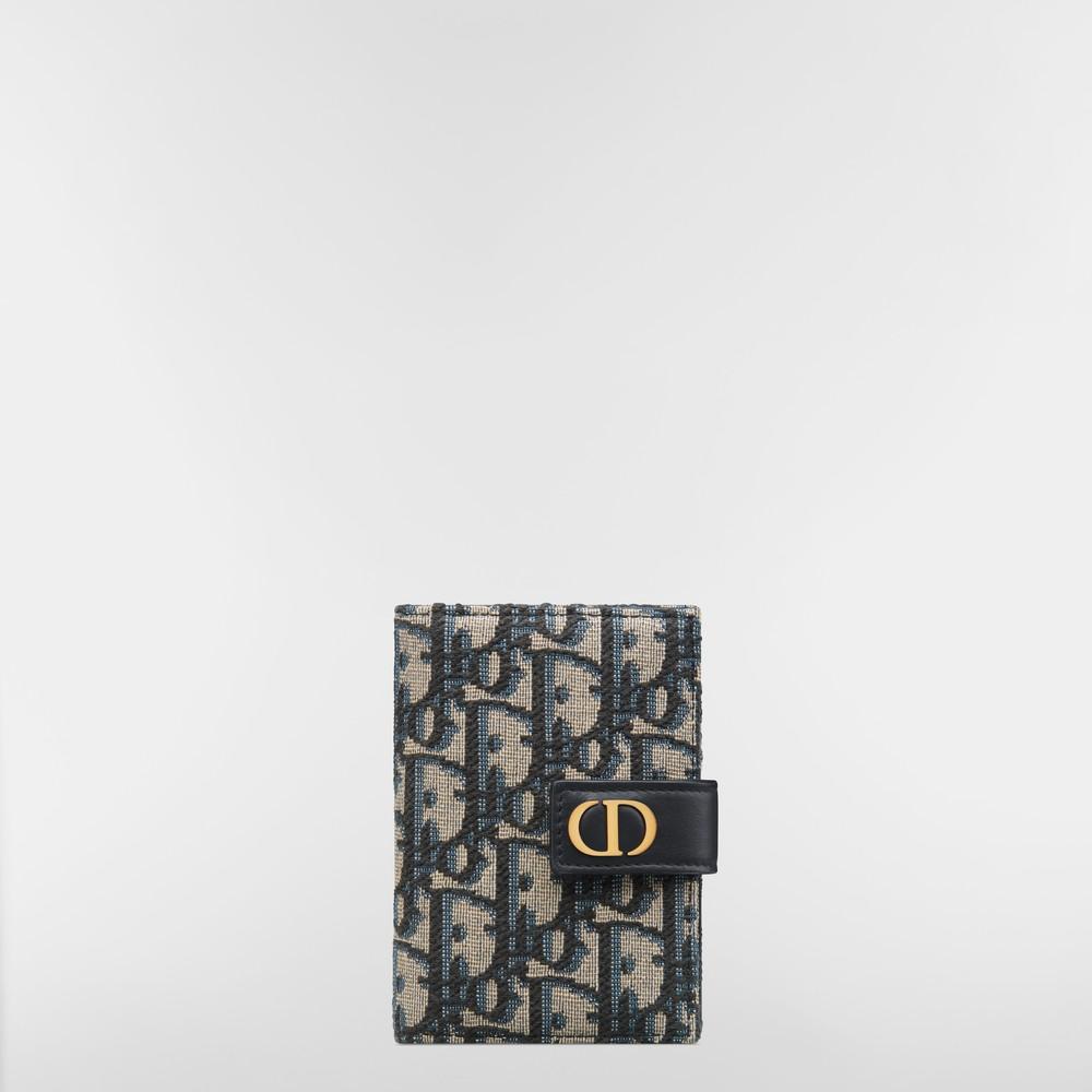 DIOR Blue 30 Montaigne Dandelion Card Holder Dior Oblique Jacquard