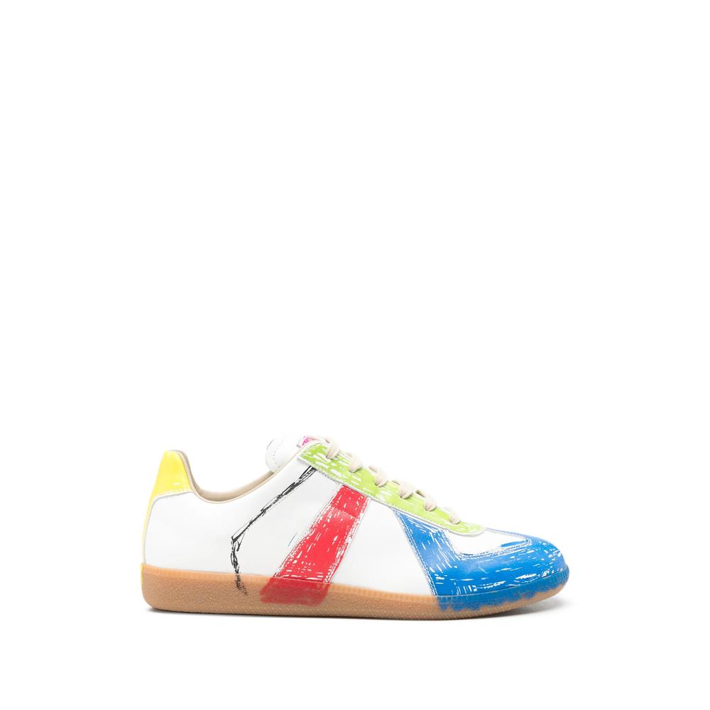 Maison Margiela White Leather Low-Top Sneakers