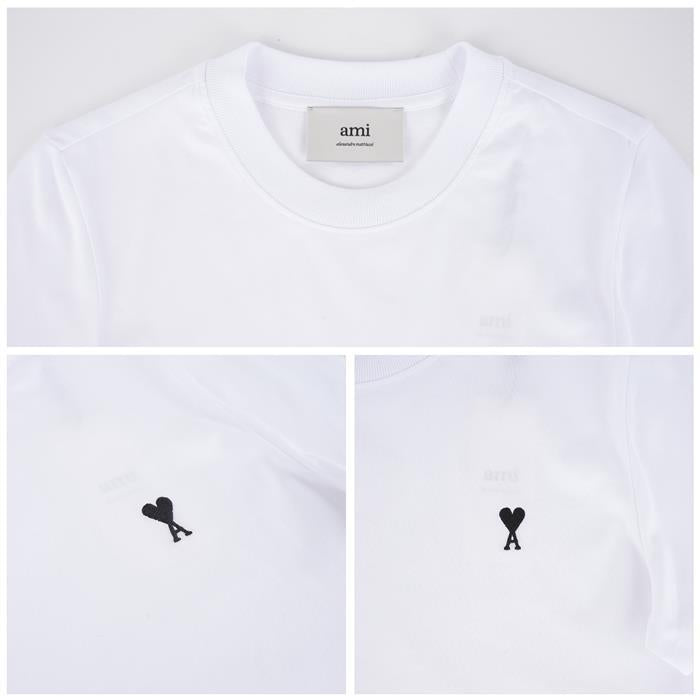 AMI Heart Logo Cotton Crop T-Shirt FTS347 724 100
