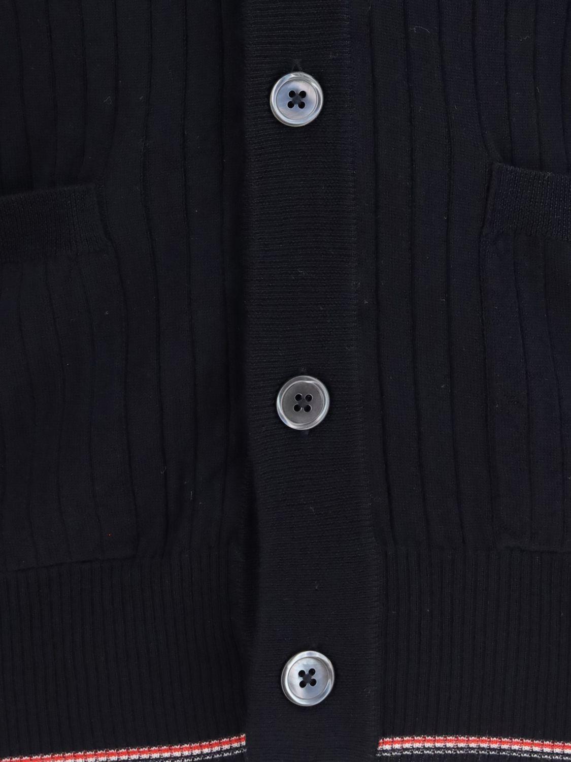 THOM BROWNE Navy Wool Cardigan for Men