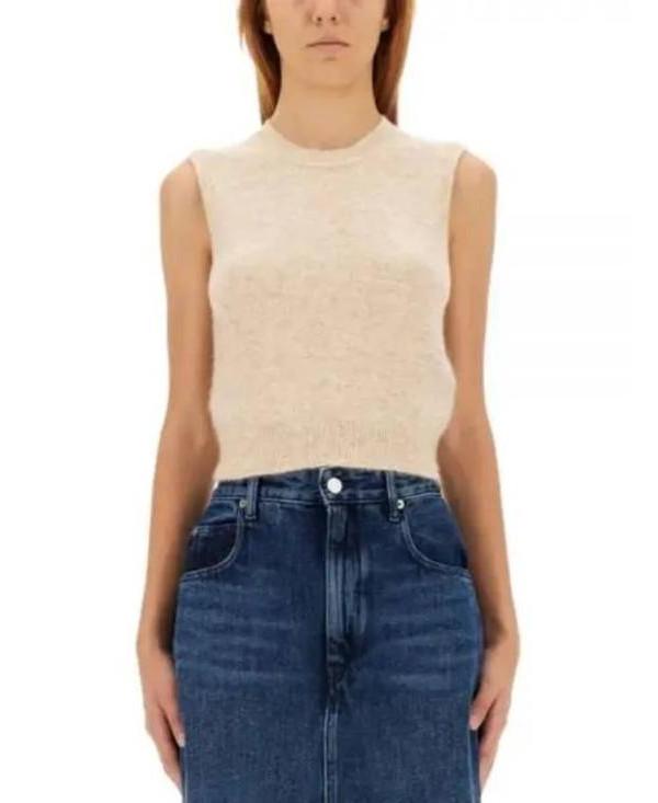 Isabel Marant Ametis Sleeveless Knit Vest Round Neck Black