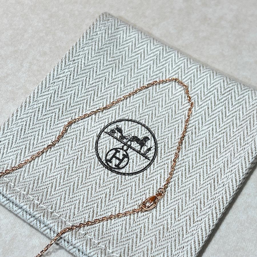 HERMES Mini Pop H Two-Tone White Pink Rose Gold Necklace
