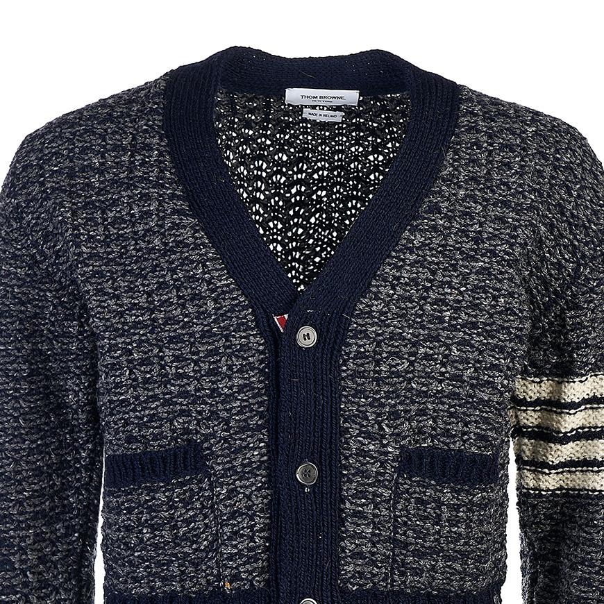THOM BROWNE 4-Bar Tweed Mohair Cardigan for Men MKC510A Y1506 415