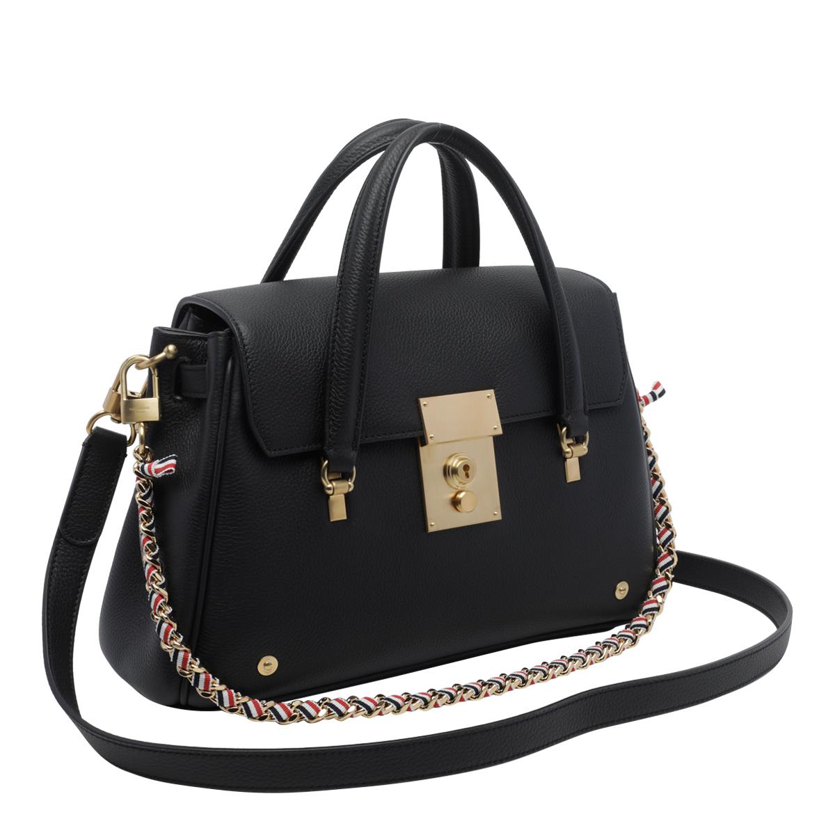 THOM BROWNE Black Leather Tote Bag