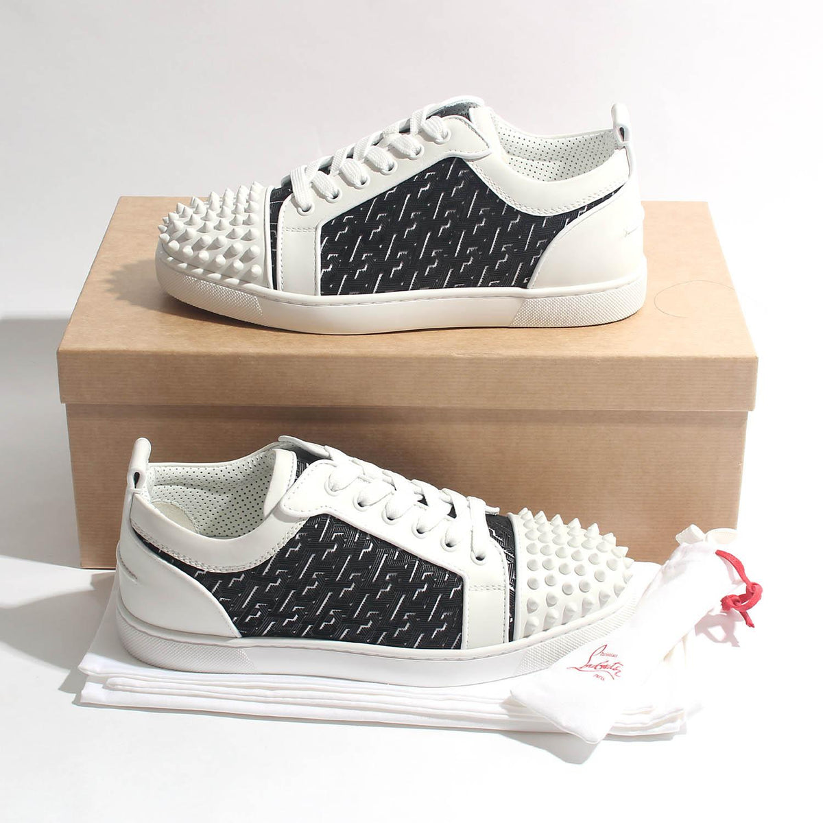 Christian Louboutin Junior Spike Low-Top Sneakers White/Black