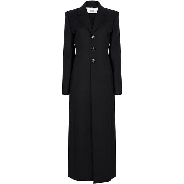 AMI Black Three-Button Wool Long Coat FCO027 285 001
