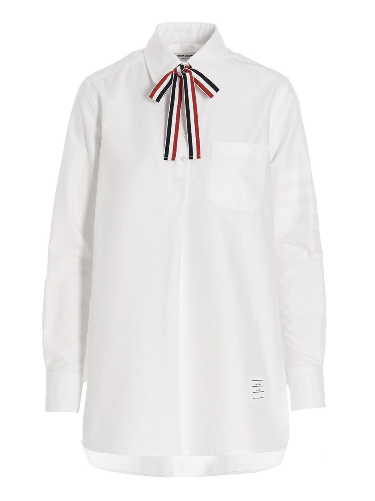 THOM BROWNE White Cotton Button-Down Blouse