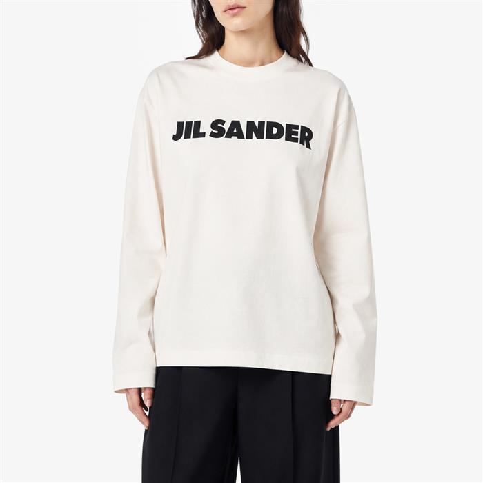 JIL SANDER Logo Long Sleeve Women’s T-Shirt White Cotton