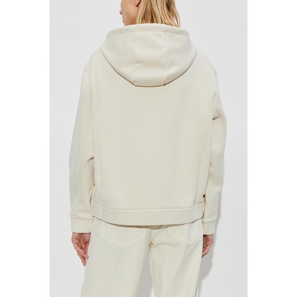 Moncler Logo Label Women’s Hooded Zip-Up Jacket Ivory
