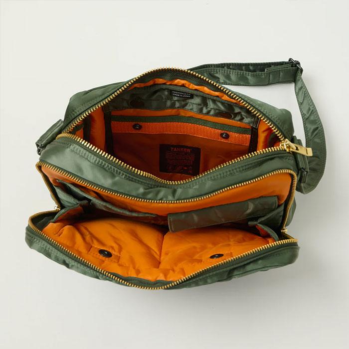 PORTER Tanker Large Zipper Sling Bag Sage Green Crossbody