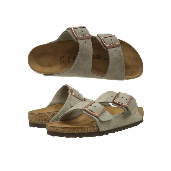 Birkenstock Arizona Narrow Fit Suede Sandals Taupe Women