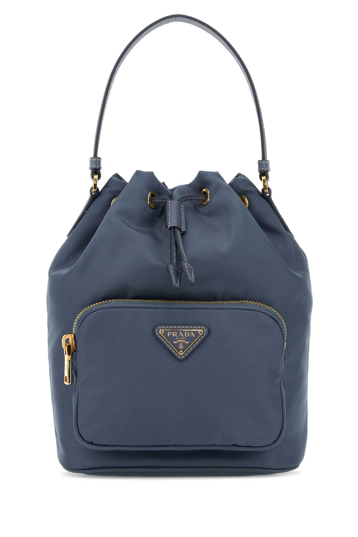 PRADA Blue Vino Soft Leather Tote Shoulder Bag