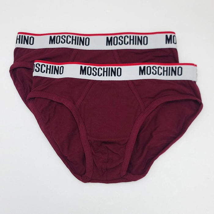 Moschino Burgundy Cotton Briefs 2-Pack Men’s Underwear