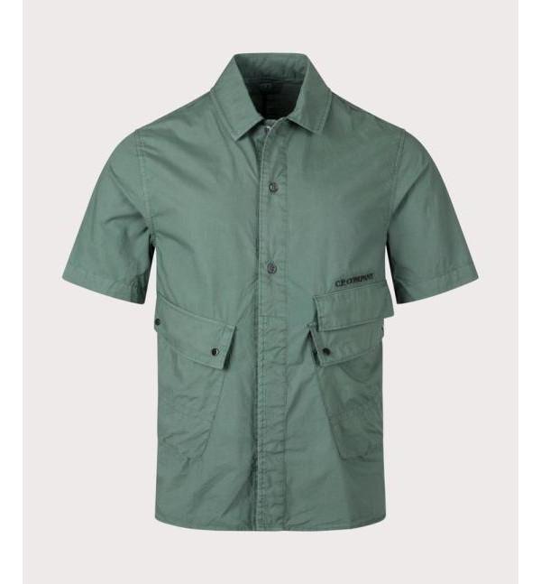CP Company Poplin Pocket Short Sleeve Shirt Men’s Green