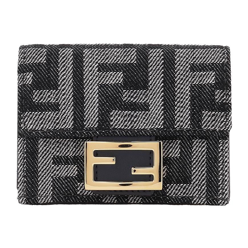 FENDI Baguette Micro Bi-Fold Wallet Women Leather Brown