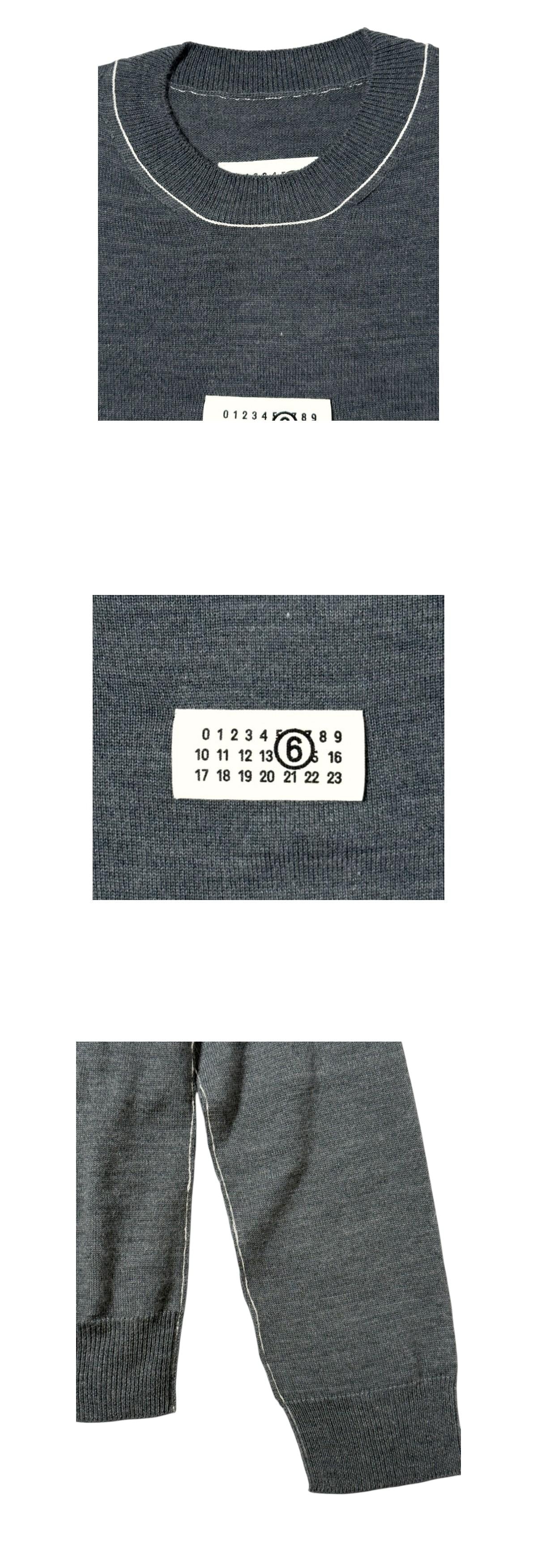 MM6 Contrast Stitch Wool Blend Crewneck Sweater