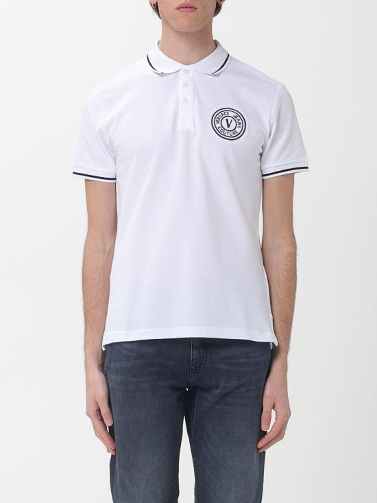 Versace White Cotton Polo Shirt for Men 80GAGT04CJ 01T003