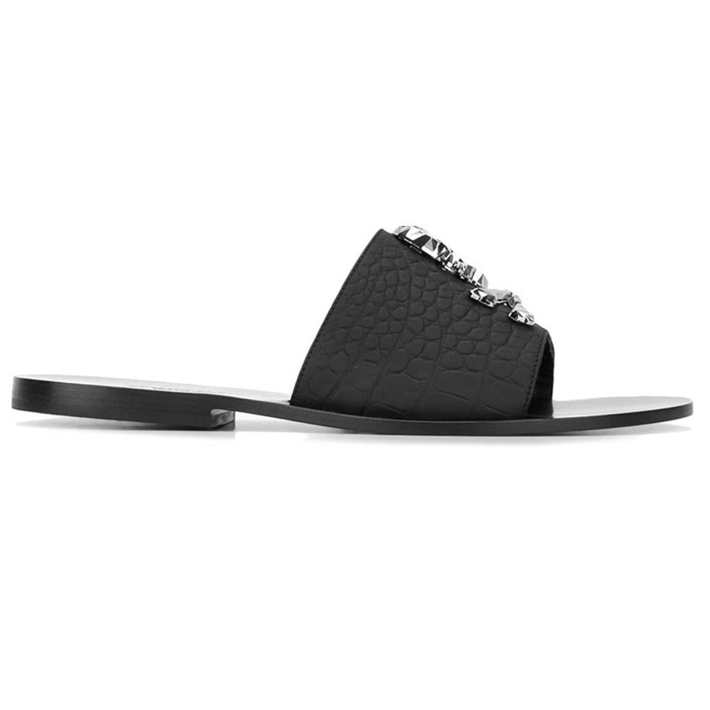 Philipp Plein Rance Skull Nickel Black Slides Sandals for Men
