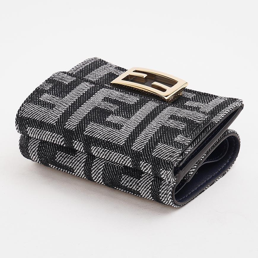 FENDI Baguette Micro Bi-Fold Wallet Women Leather Brown