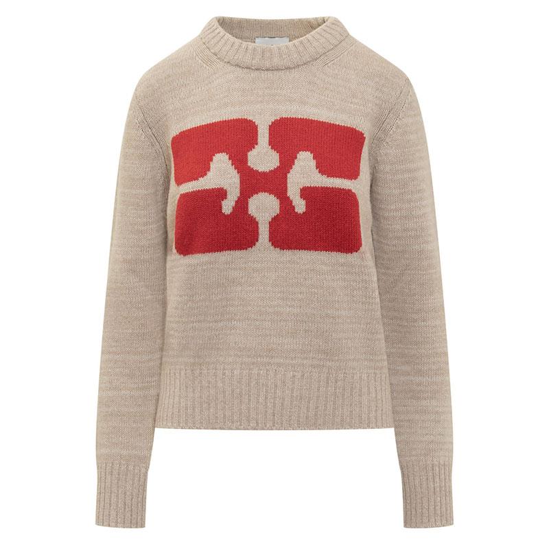 GANNI Women’s Butterfly Graphic Pullover Sweater Pale Khaki