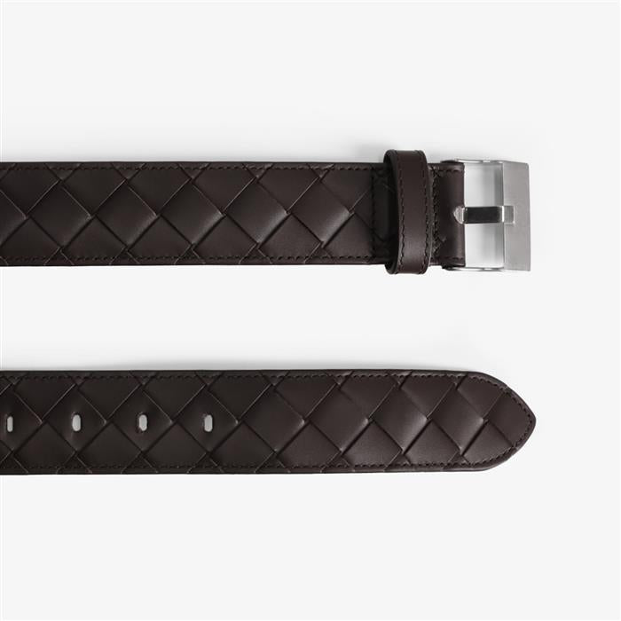 Bottega Veneta Intrecciato Leather Men's Belt Brown