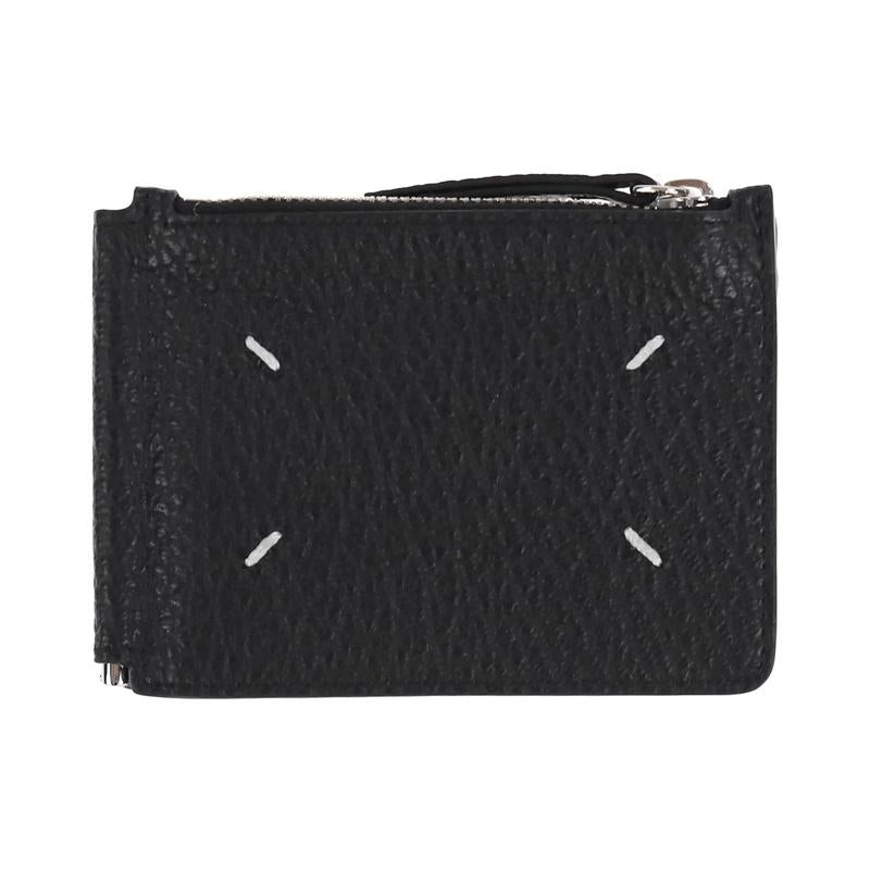 Maison Margiela Stitch Money Clip Bifold Wallet Black Leather