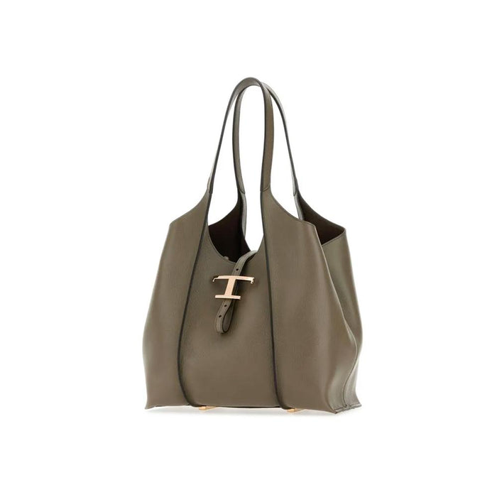 Tods Timeless Small Shopper Tote Bag Khaki Leather Tote