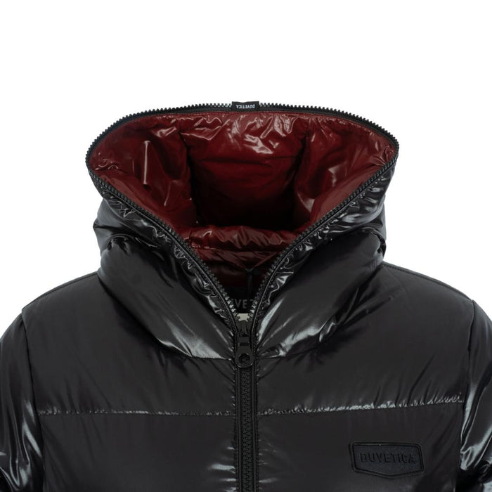 Duvetica Logo Patch Long Down Puffer Jacket Black VDDJ99146K0001 BKS
