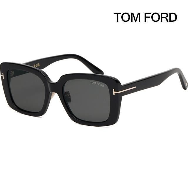 TOM FORD Black Rectangular Acetate Sunglasses Asian Fit Unisex TF1169K 01A