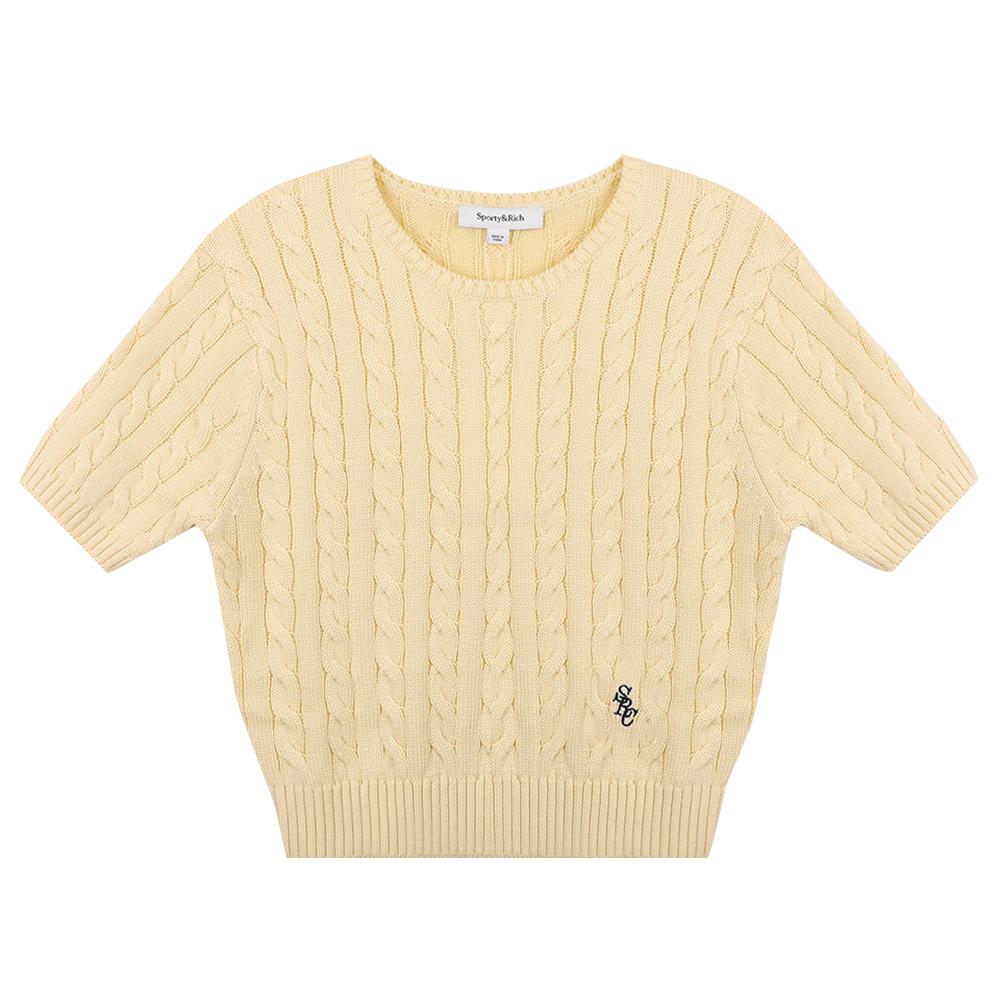 SPORTY&RICH Cable Knit Round Neck Sweater TO09976302 YE02