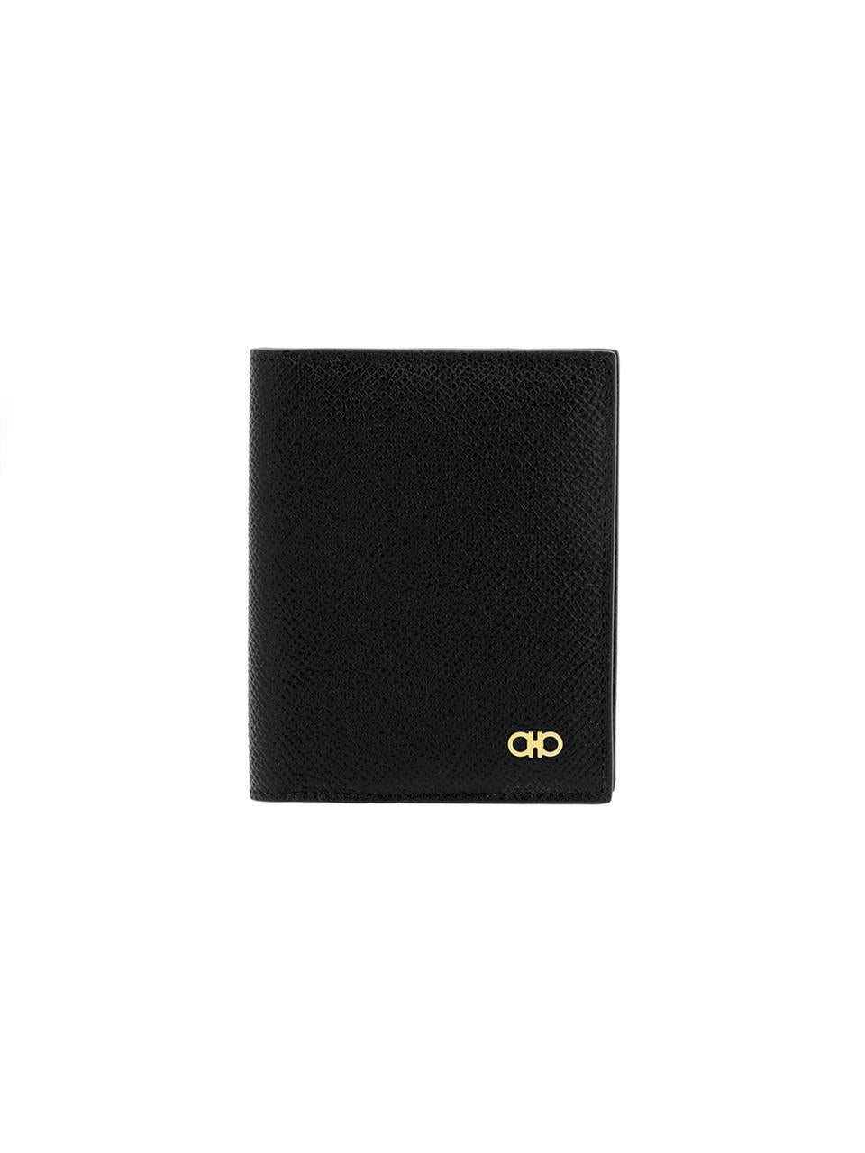 Ferragamo Black Leather Men’s Card Holder Wallet