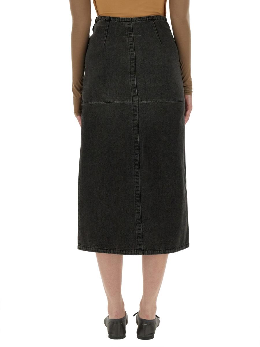 Maison Margiela Black Wool Blend Midi Skirt