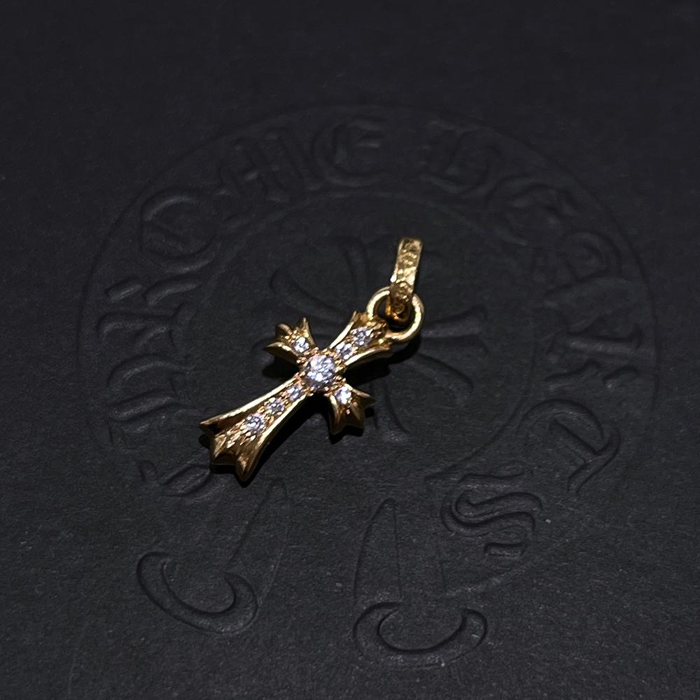 Chrome Hearts 22K Gold Baby Fat Pave Diamond Charm Pendant