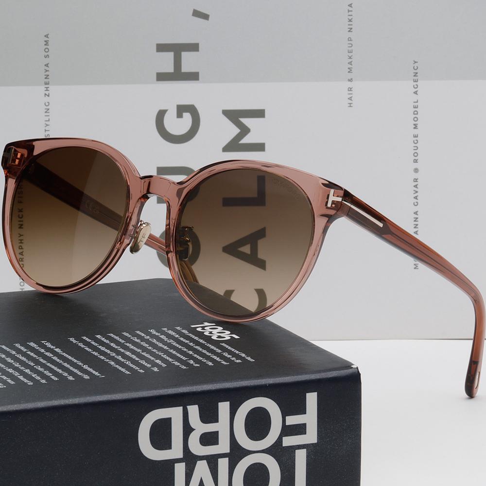 TOM FORD Round Transparent Burgundy Acetate Sunglasses Asian Fit TF1134K 45F