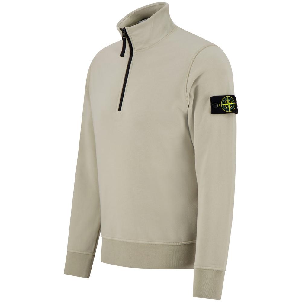 STONE ISLAND Cotton Fleece Half-Zip Sweatshirt Men Black