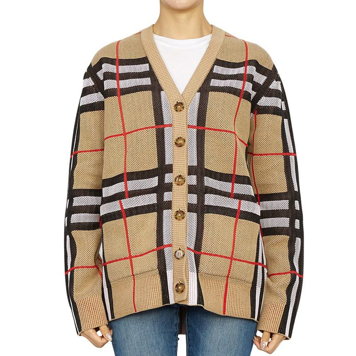 BURBERRY Check Wool Cardigan for Women