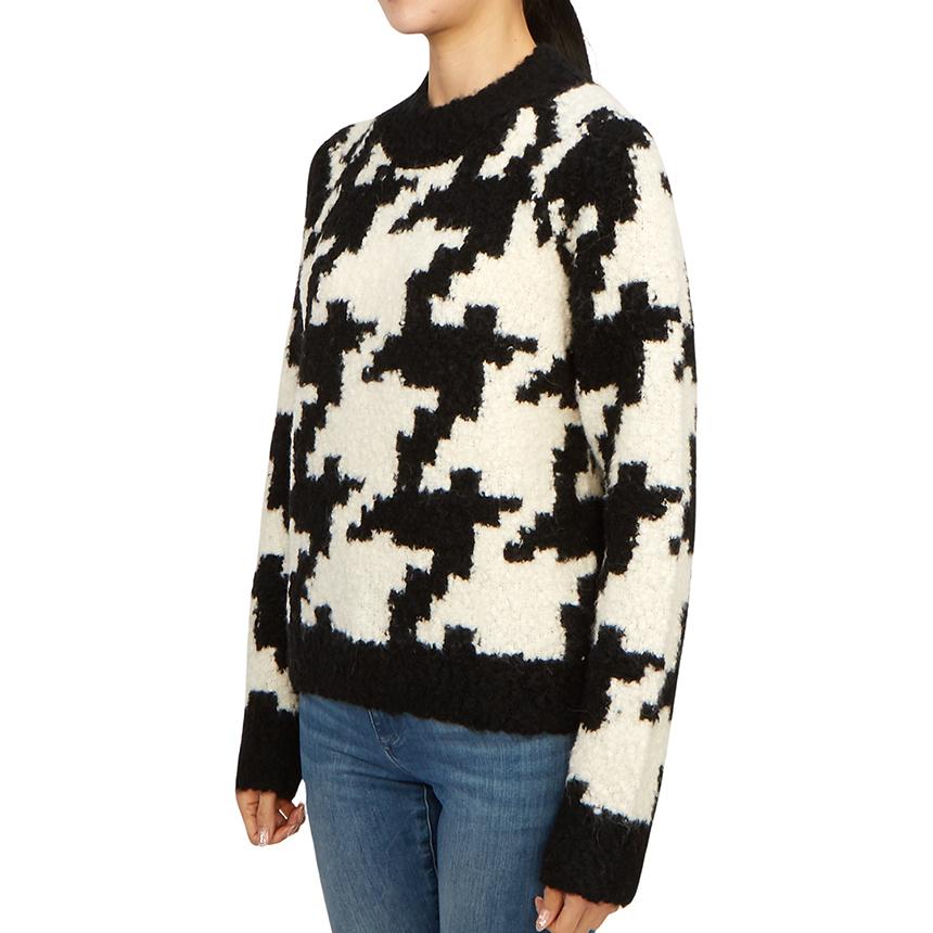ALLSAINTS Women’s Round Neck Knit Sweater WK022Z BLK CHALK WHITE