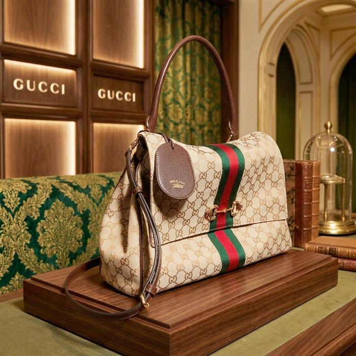 GUCCI Paparazzo Large Top Handle Shoulder Bag Cream Leather