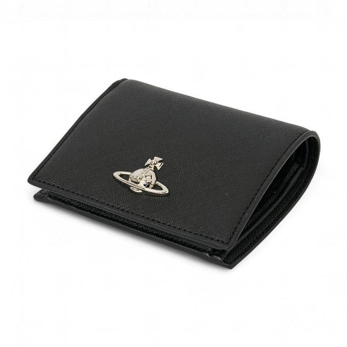 Vivienne Westwood Black Leather Compact Bifold Wallet for Women