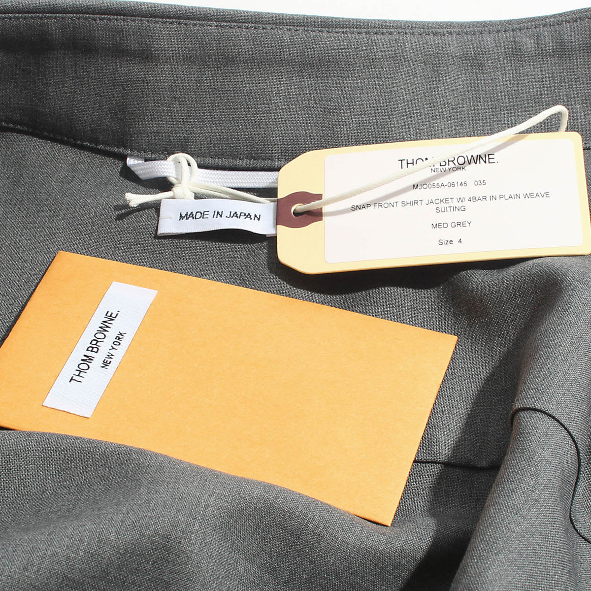 THOM BROWNE 4-Bar Oversized Wool Shirt Jacket Gray MJO055A 035