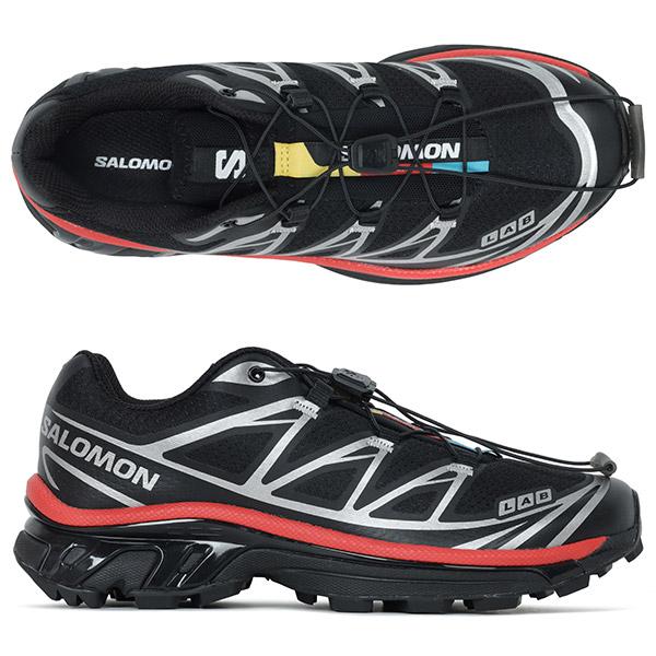 SALOMON Black Red Silver XT-6 Low-Top Sneakers
