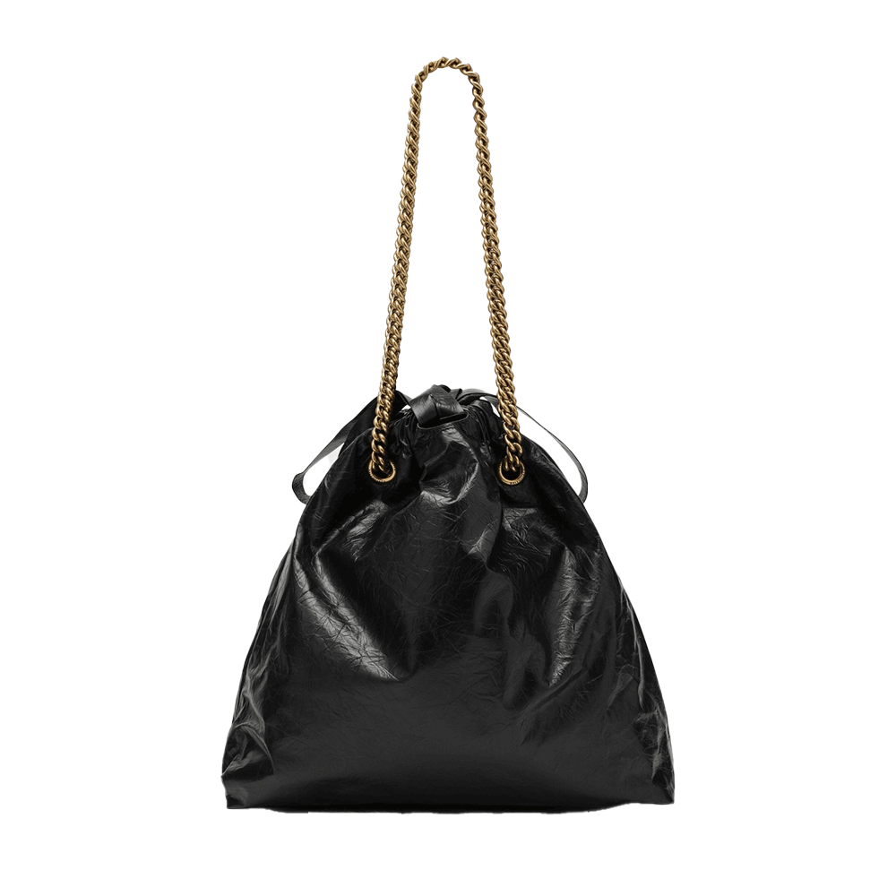 BALENCIAGA Canvas Crush Medium Tote Bag Black Unisex