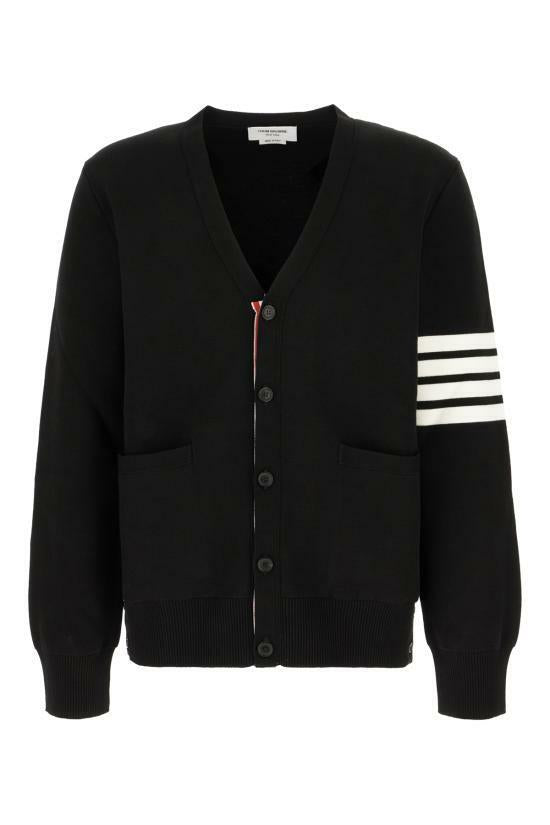 THOM BROWNE 4-Bar Stripe Milano Stitch Cardigan White Wool