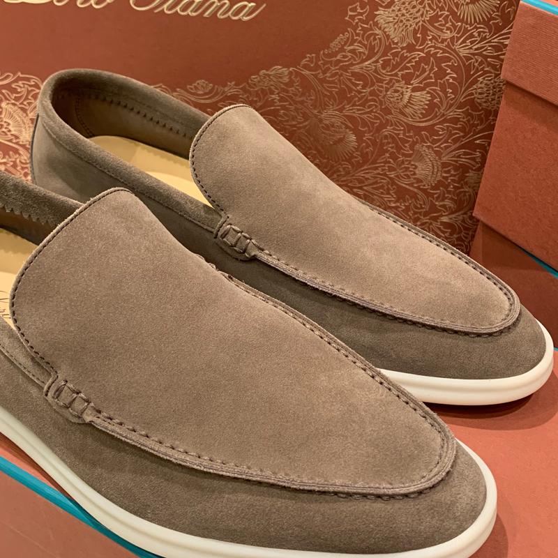 Loro Piana Men’s Suede Moccasin Loafers Brown Classic