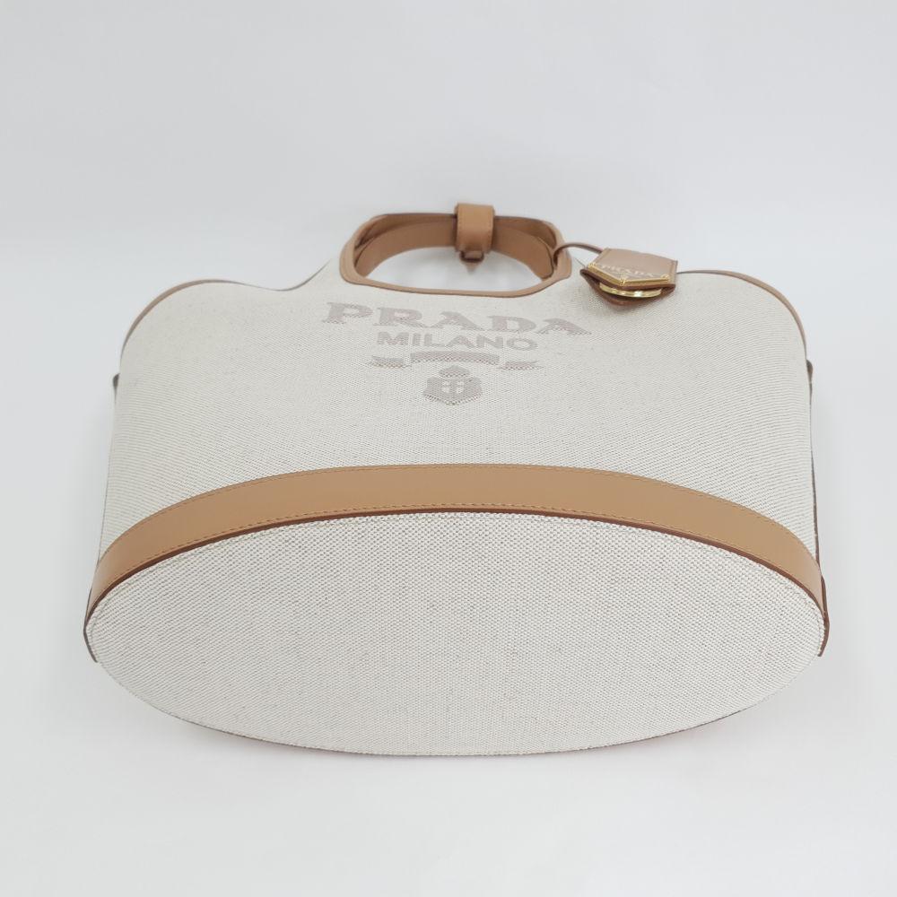 PRADA Sand Canvas Tote Handbag Shopper Bag 1BG471 2DLI F0018