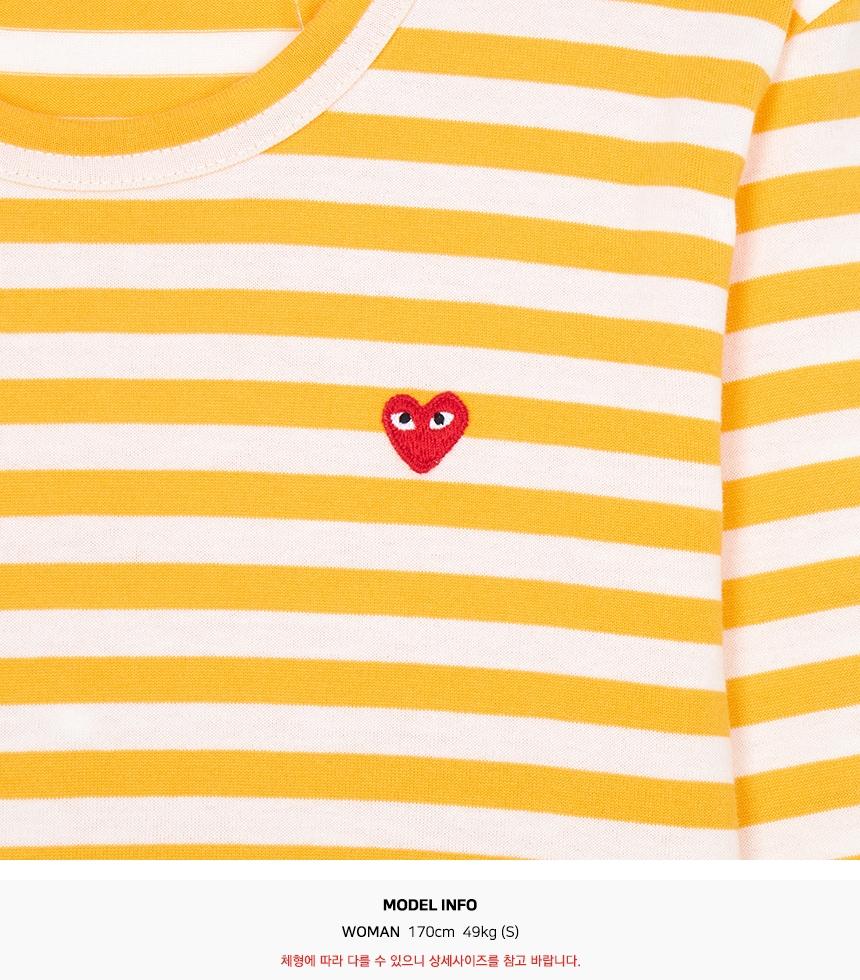 Comme des Garcons Mini Red Heart Stripe Long Sleeve T-Shirt Unisex AZ T217 051 2