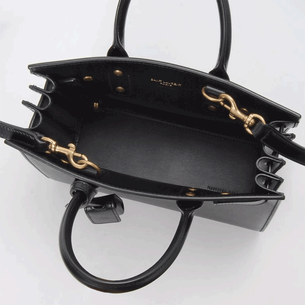 Saint Laurent Sac de Jour Nano Leather Tote Crossbody Bag Black